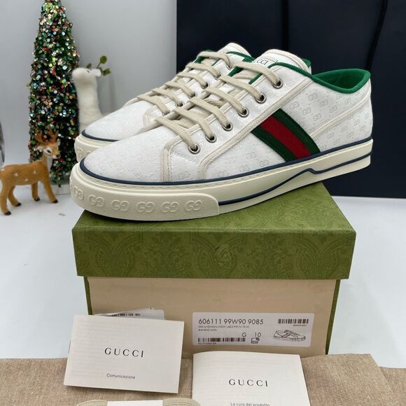 Men’s Gucci tennis 1977 low top mini GG sneakers size 10 made in Italy - Picture 2 of 7
